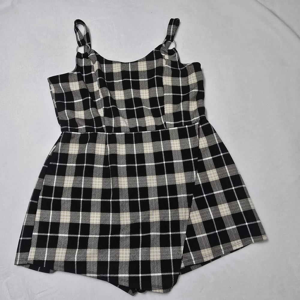 No Boundaries Black and White Plaid Kids Romper